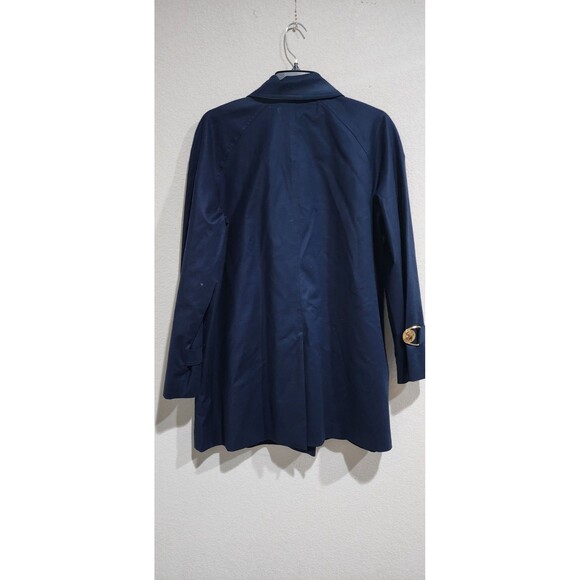 Jones New York Signature Swing Coat Womens S Navy Blue Stretch Pockets Snap EUC - Picture 4 of 15